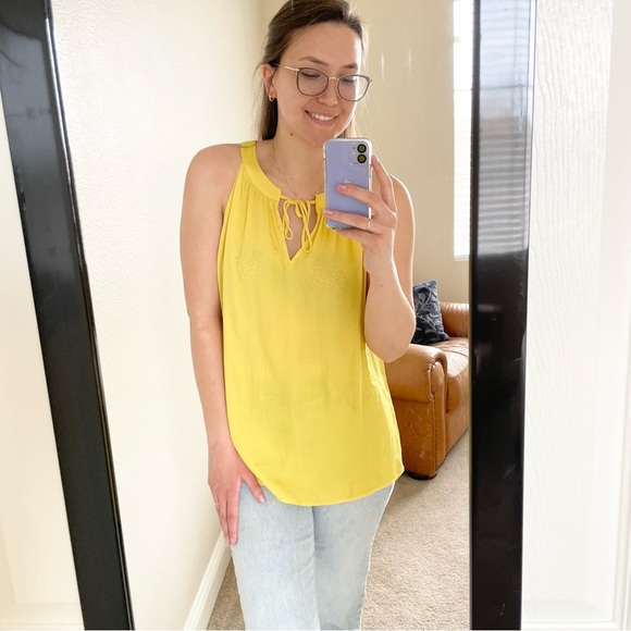 🎃CAbi Yellow French Dot Halter Neck Tank Top Medium - Picture 6 of 15